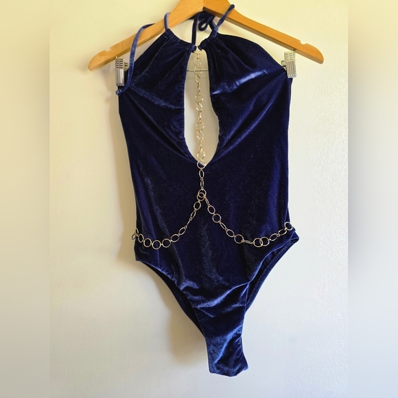 Trina Turk, Velveteen One-Piece Swimsuit, Navy, Size 8 - Picture 6 of 11